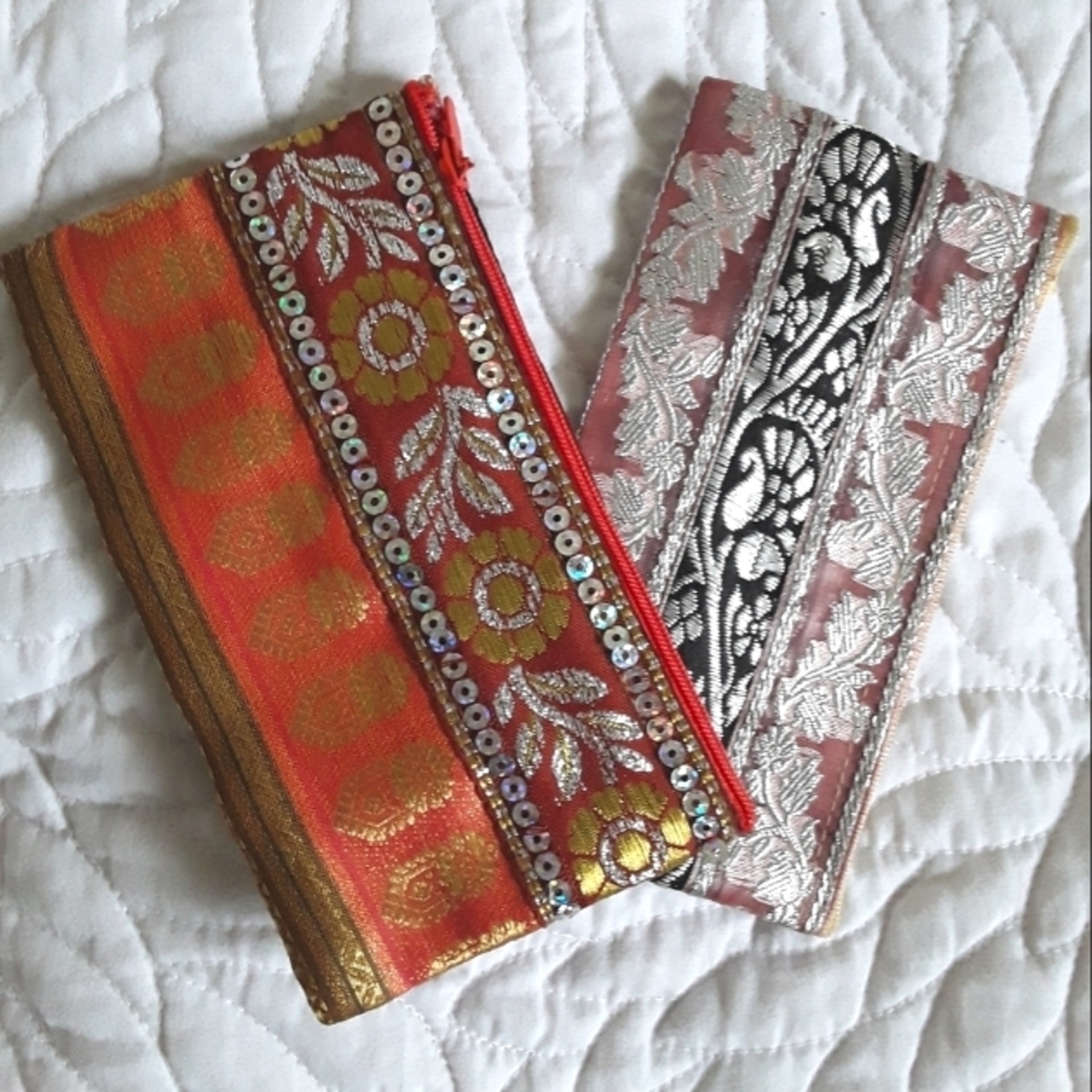 2 GORGEOUS SILK WALLETS/MULTIPURPOSE BAGS